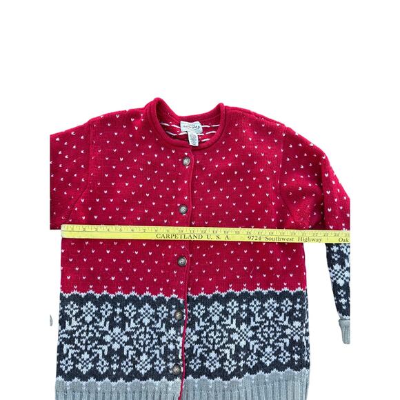 ❄️ Vintage Sonoma Wool Nordic Fair Isle Cardigan – Red Gray – Women’s XL - Picture 3 of 5